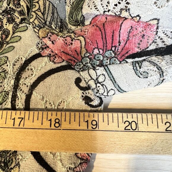 Niji of Waikiki Hawaiian Button Jacket M Art to Wear Floral Paisley Eyelets - Picture 10 of 12